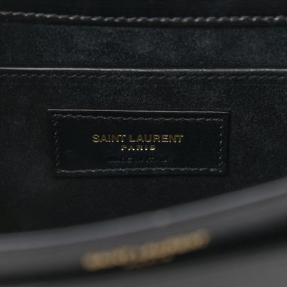 Saint Laurent Smooth Calfskin Medium Monogram Sunset Satchel Black 6 of 11