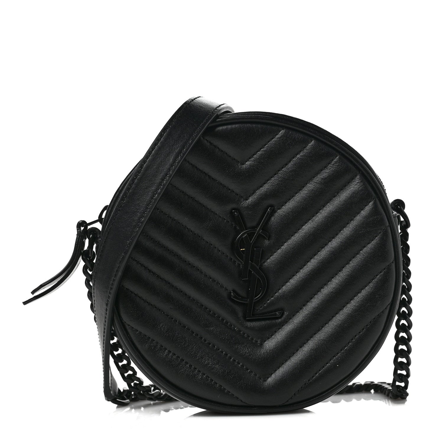 Saint Laurent Calfskin Matelasse Chevron Round Vinyle Camera Bag Black 1 of 8