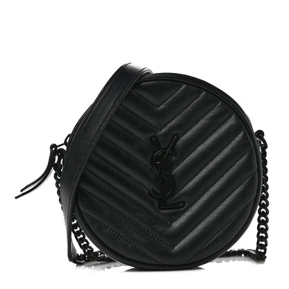Saint Laurent Calfskin Matelasse Chevron Round Vinyle Camera Bag Black 1 of 8