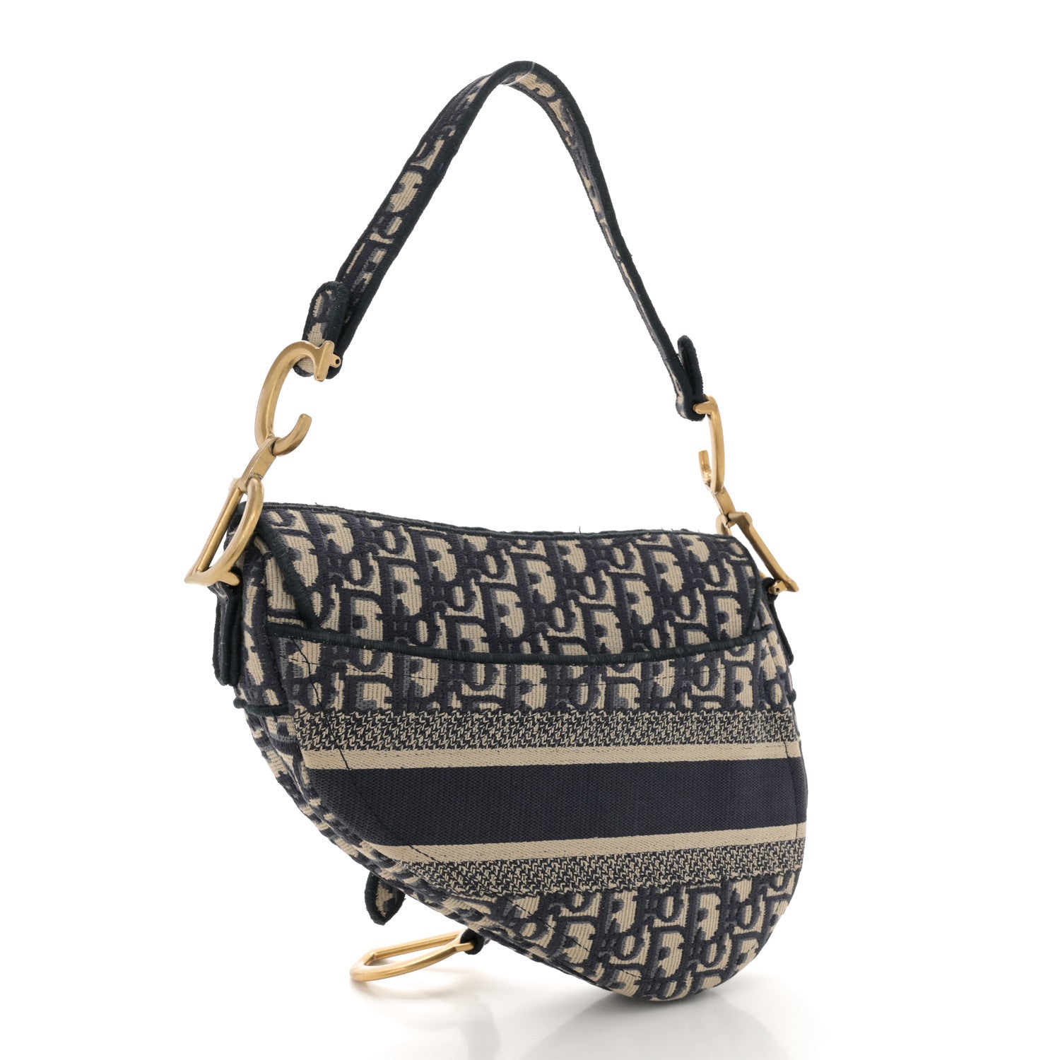 Christian Dior Oblique Embroidered Saddle Bag Blue 3 of 11