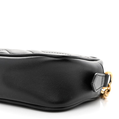 Gucci Calfskin Matelasse Mini GG Marmont Chain Shoulder Bag Black 10 of 11
