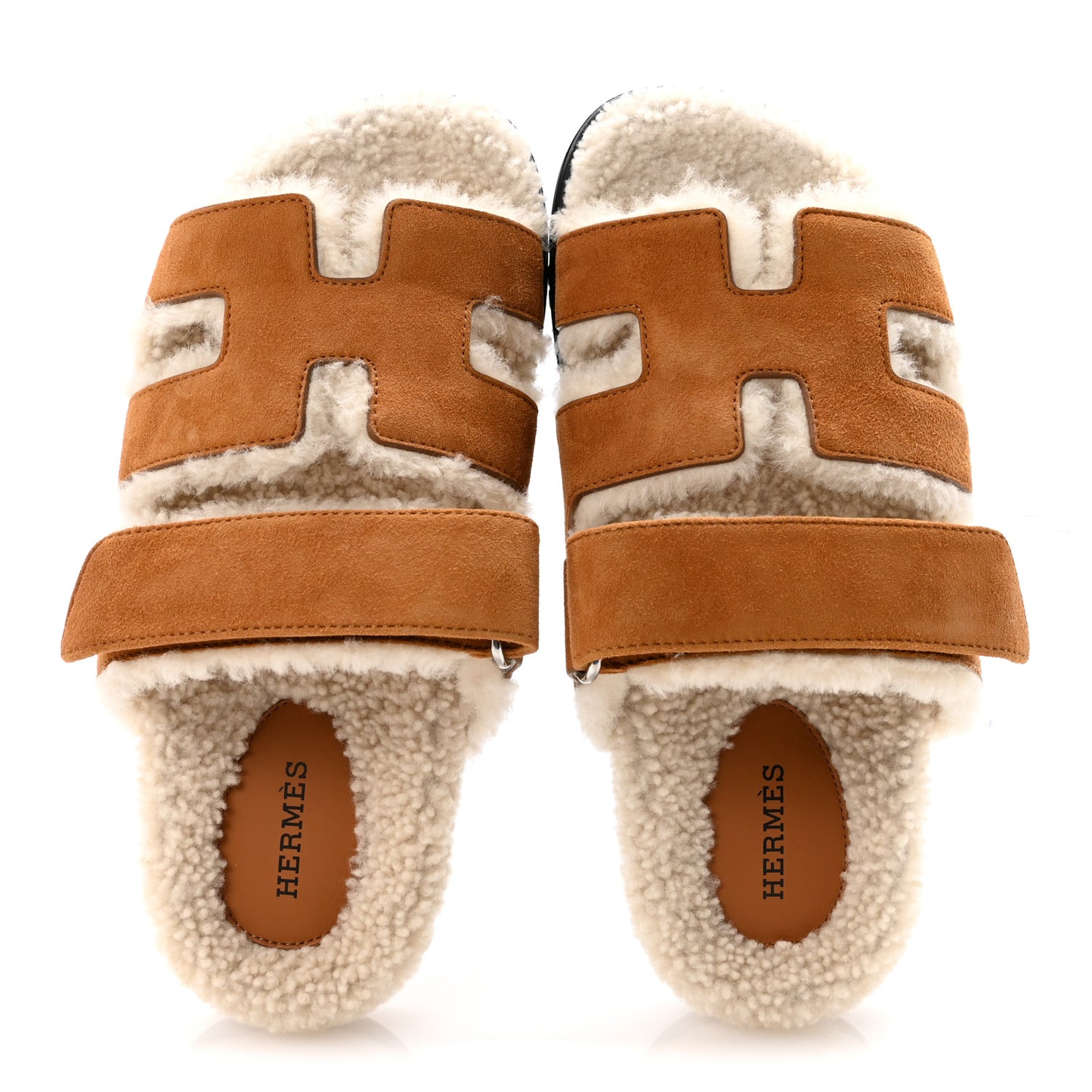 Suede Goatskin Woolskin Womens Chypre Sandals 36 Brun Fume Ecru