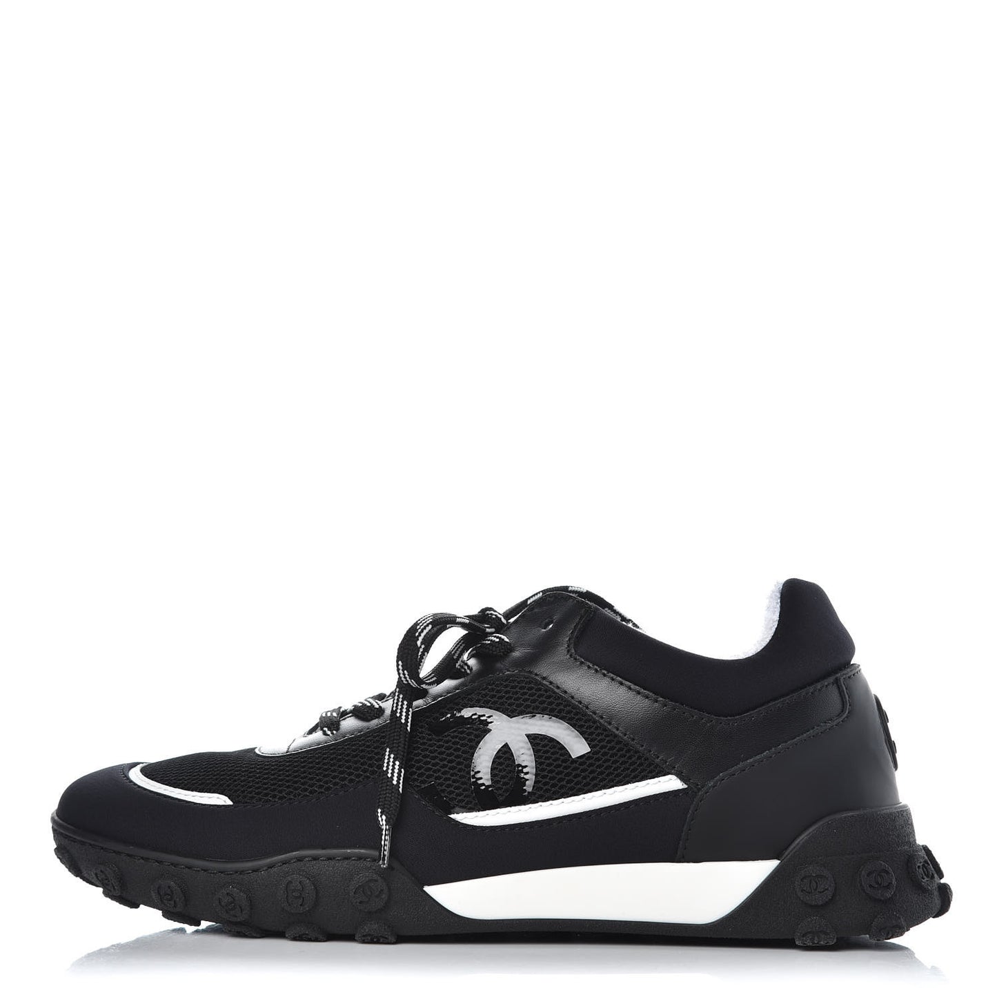Calfskin Mesh Sneakers 38.5 Black