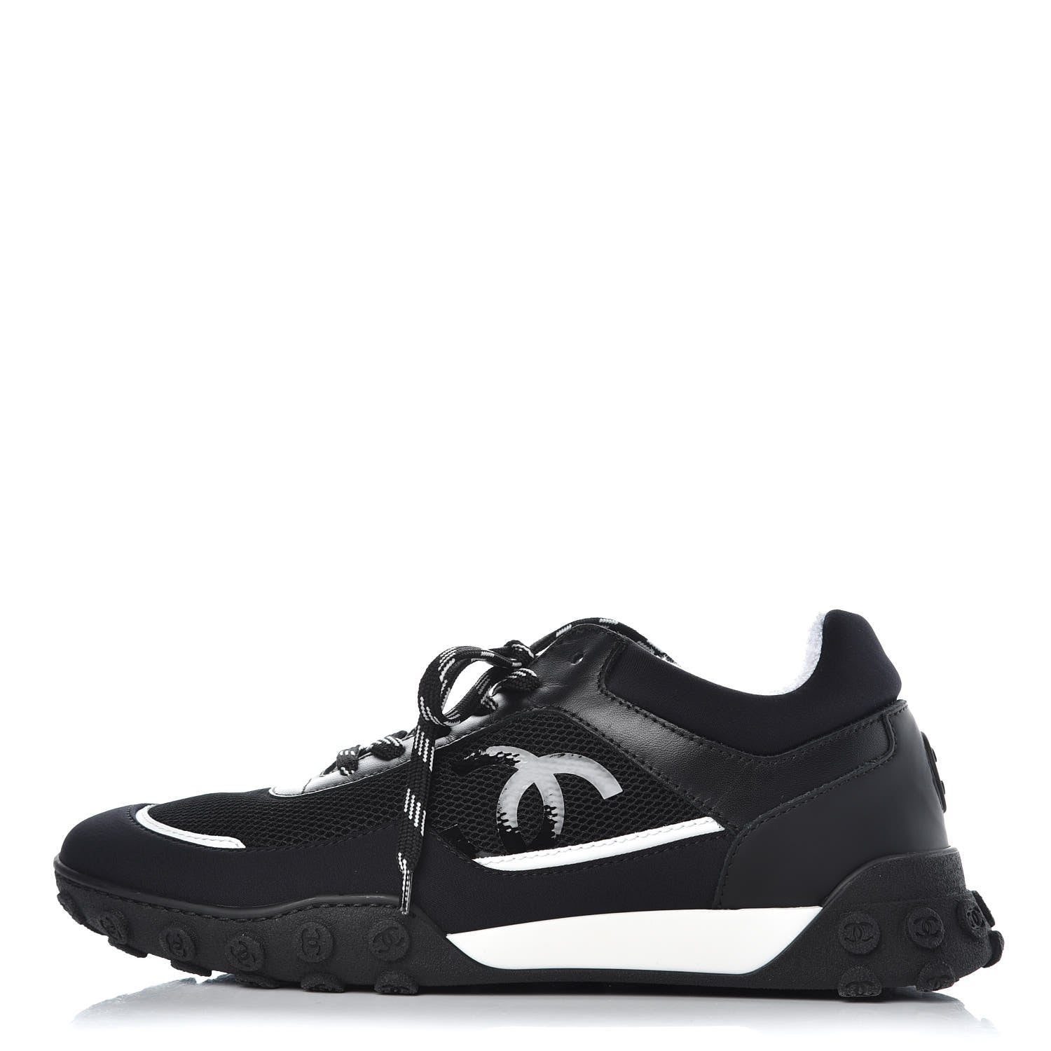 Chanel Calfskin Mesh Sneakers 38.5 Black 1 of 8