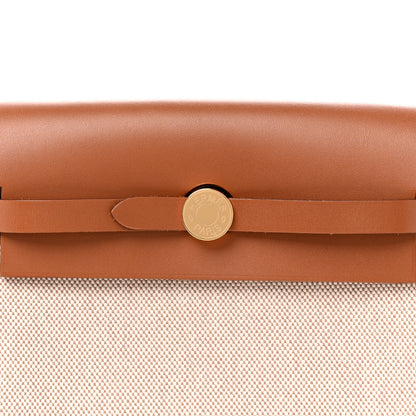 Hermes Military Toile Vache Hunter Herbag Zip Retourne 20 Ecru Beige Fauve 7 of 10