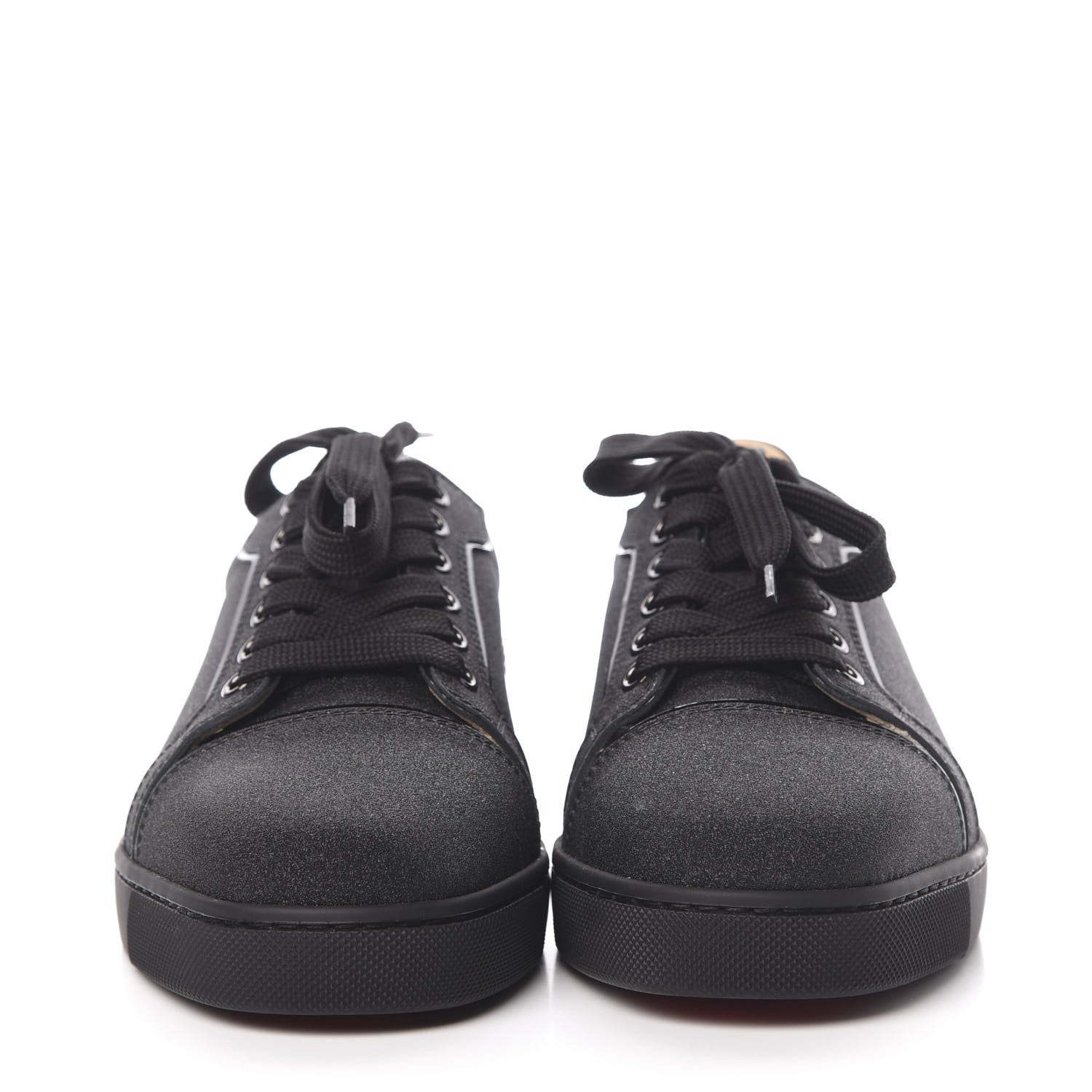 Christian Louboutin Glitter Calfskin Vieira Flat Sneakers 37.5 Black 2 of 11