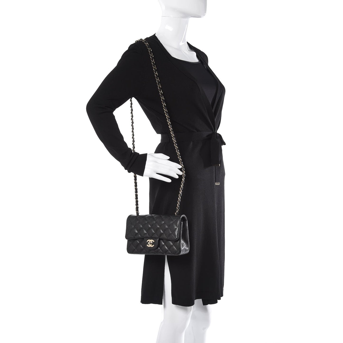Caviar Quilted Mini Rectangular Flap Black