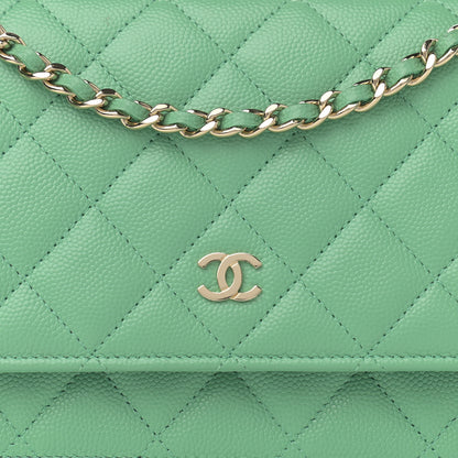 Chanel Caviar Quilted Wallet On Chain WOC Light Green 12 of 13
