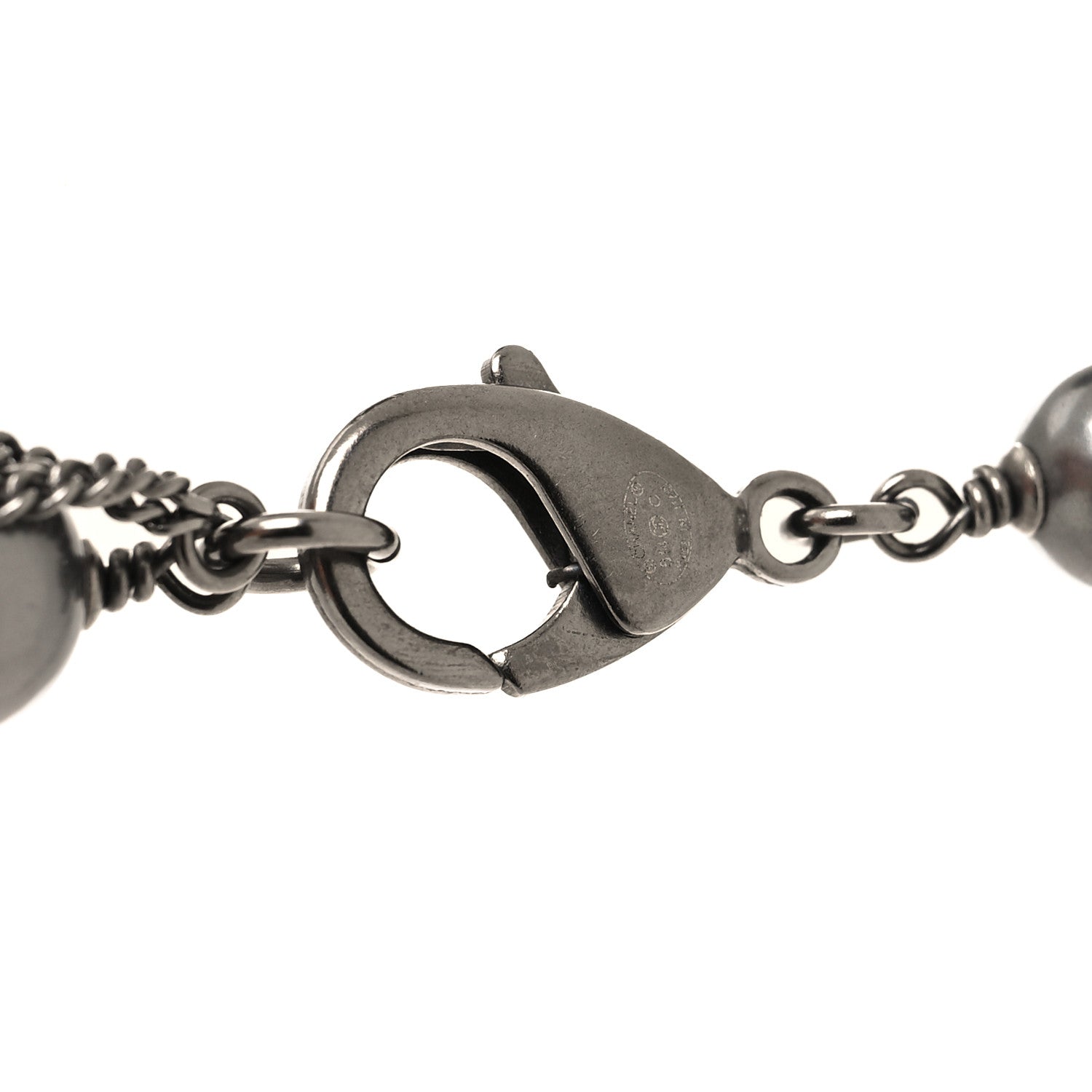 Chanel Pearl Crystal Bead CC Necklace Ruthenium 4 of 4