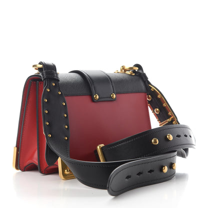 Prada City Calfskin Saffiano Cahier Bag Fuoco Black 3 of 8
