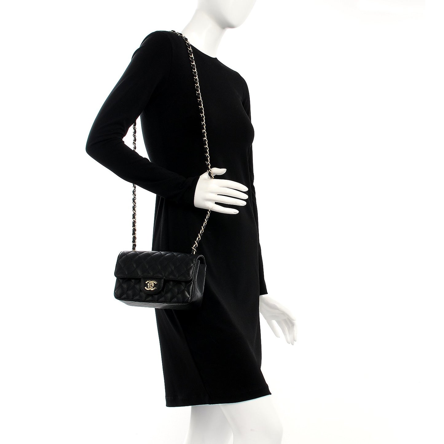 Caviar Quilted Mini Rectangular Flap Black