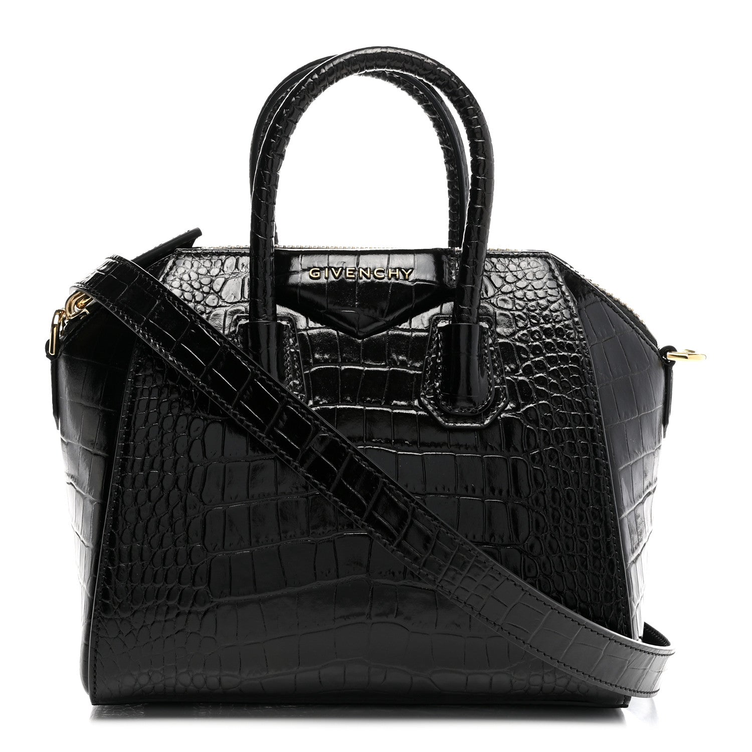 Givenchy Calfskin Crocodile Embossed Mini Antigona Black 1 of 11