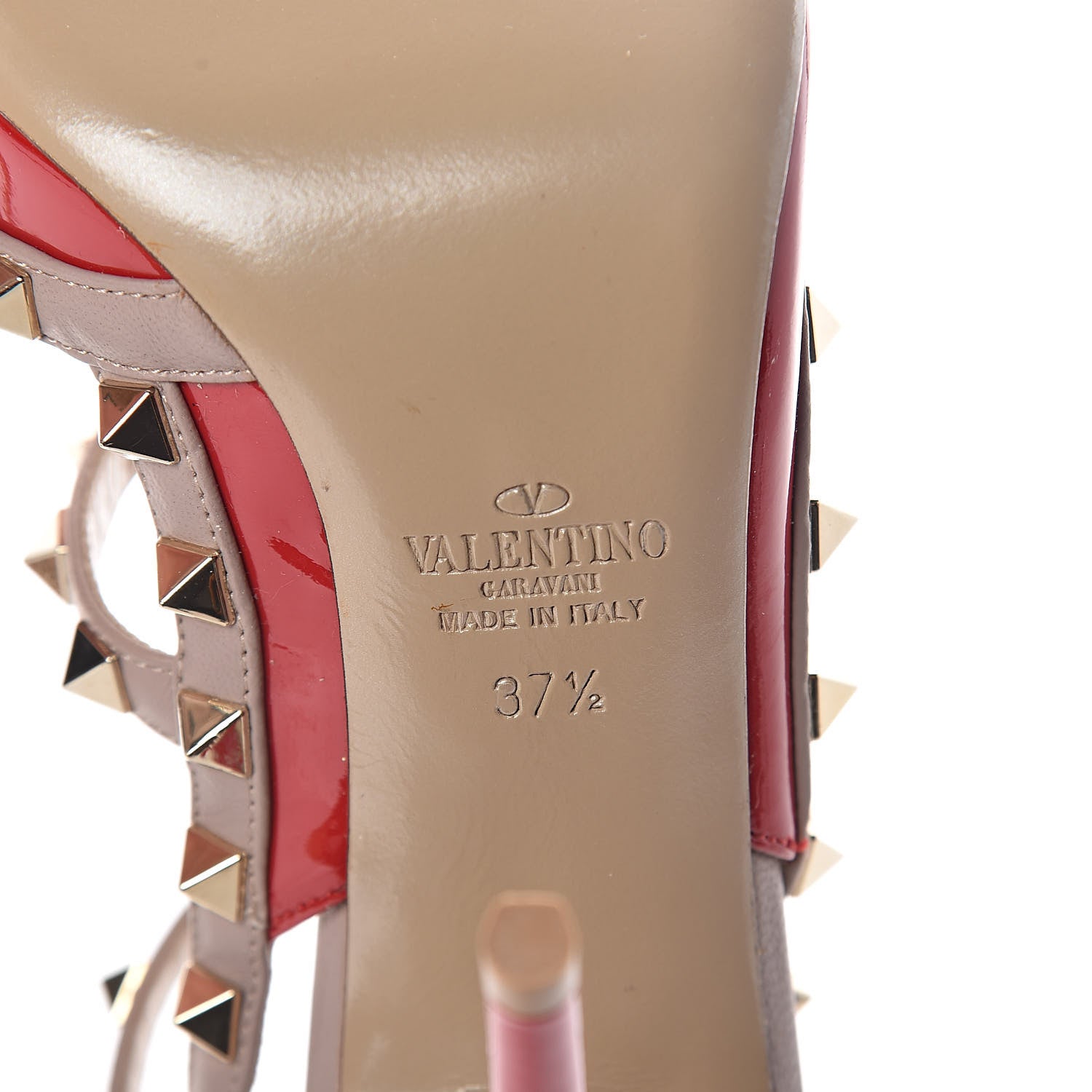 Valentino Garavani Patent Rockstud Ankle Strap 100mm Pumps 37.5 Rosso Valentino Poudre 6 of 7