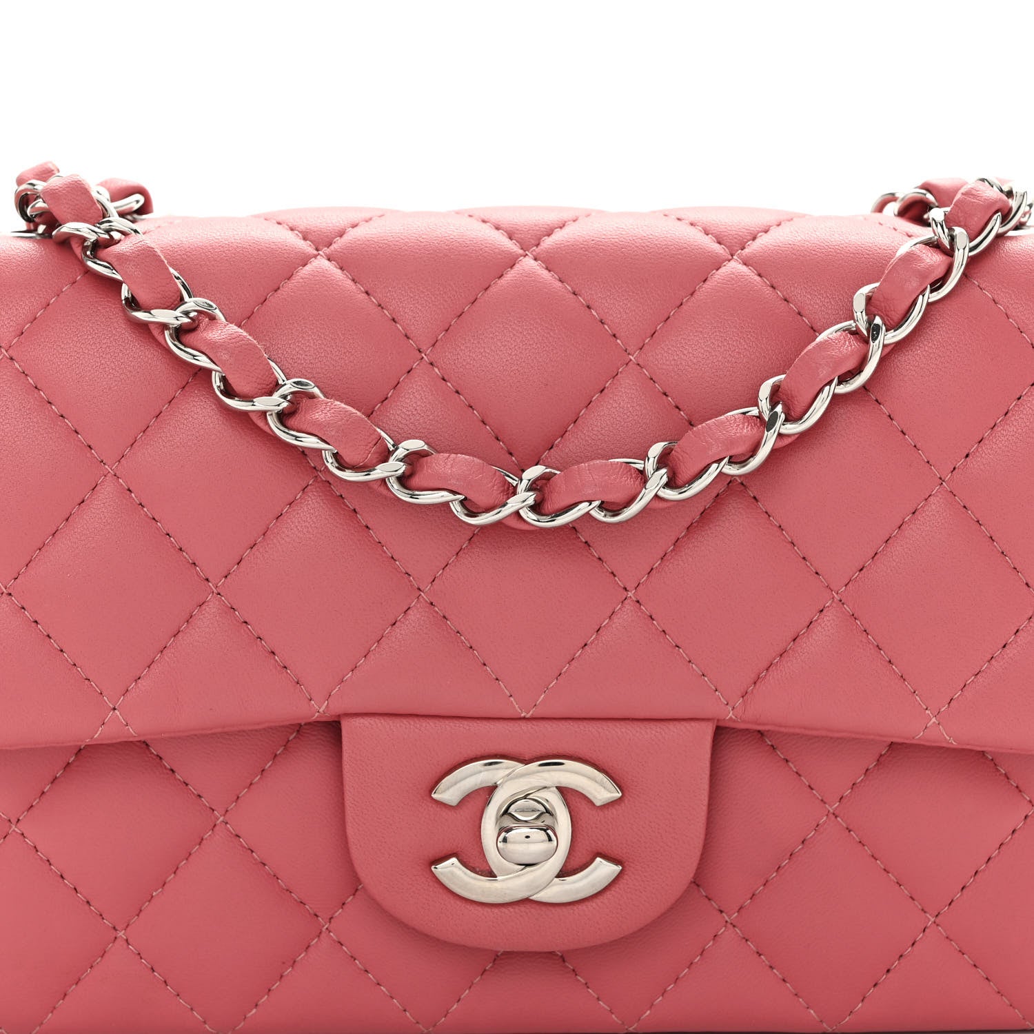 Chanel Lambskin Quilted Mini Rectangular Flap Pink 7 of 10
