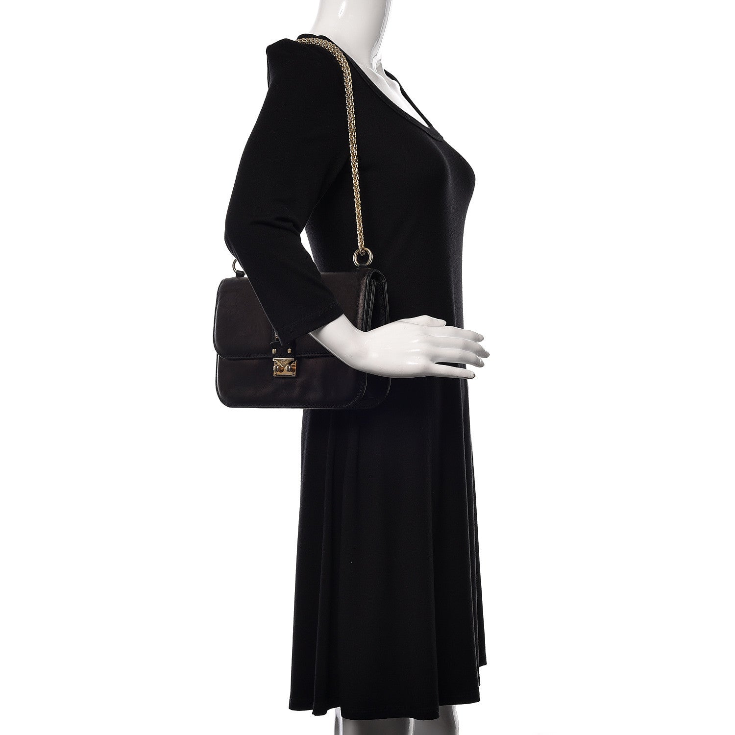 Valentino Garavani Vitello Medium Glam Lock Rockstud Flap Black 2 of 9