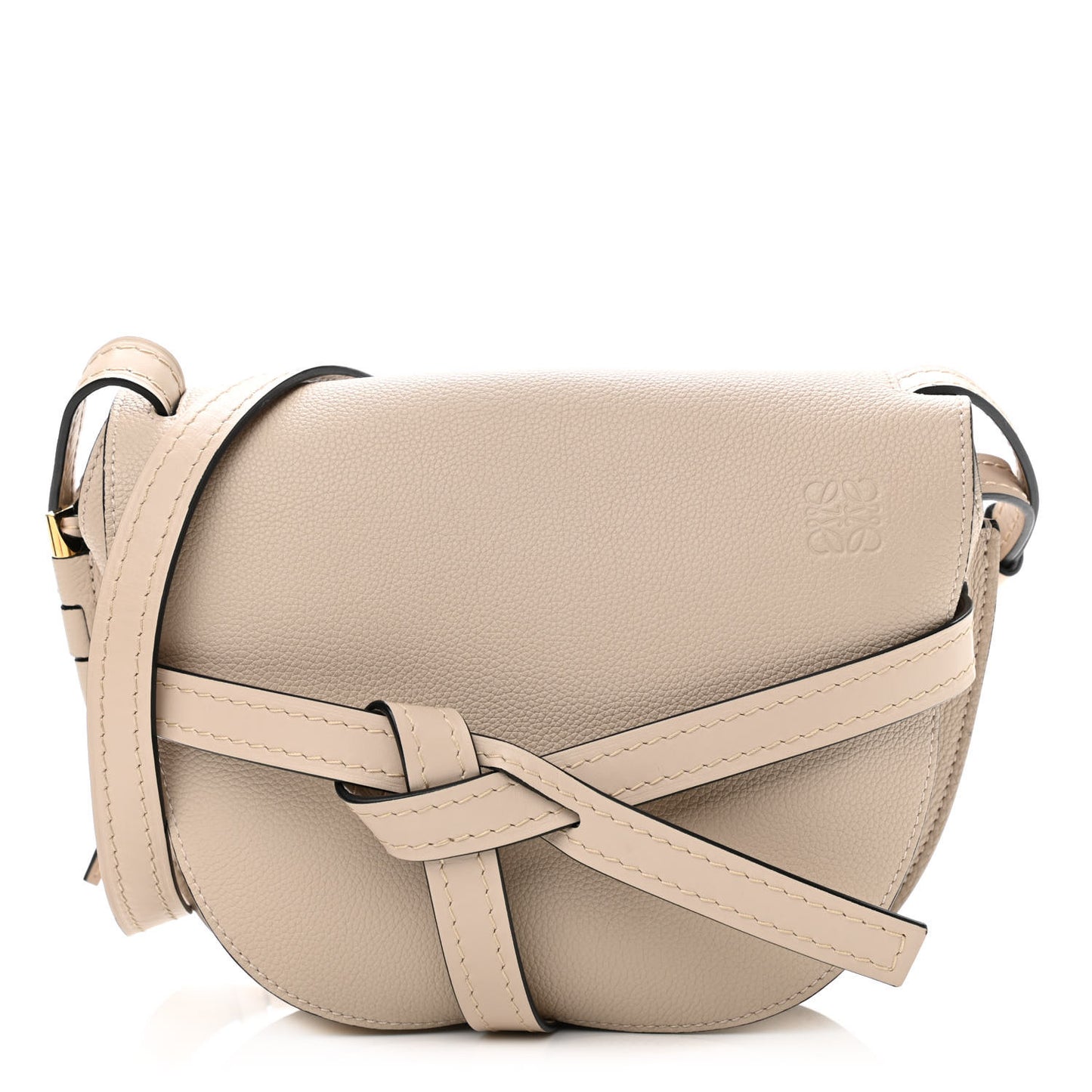 Grained Calfskin Small Gate Crossbody Bag Light Oat