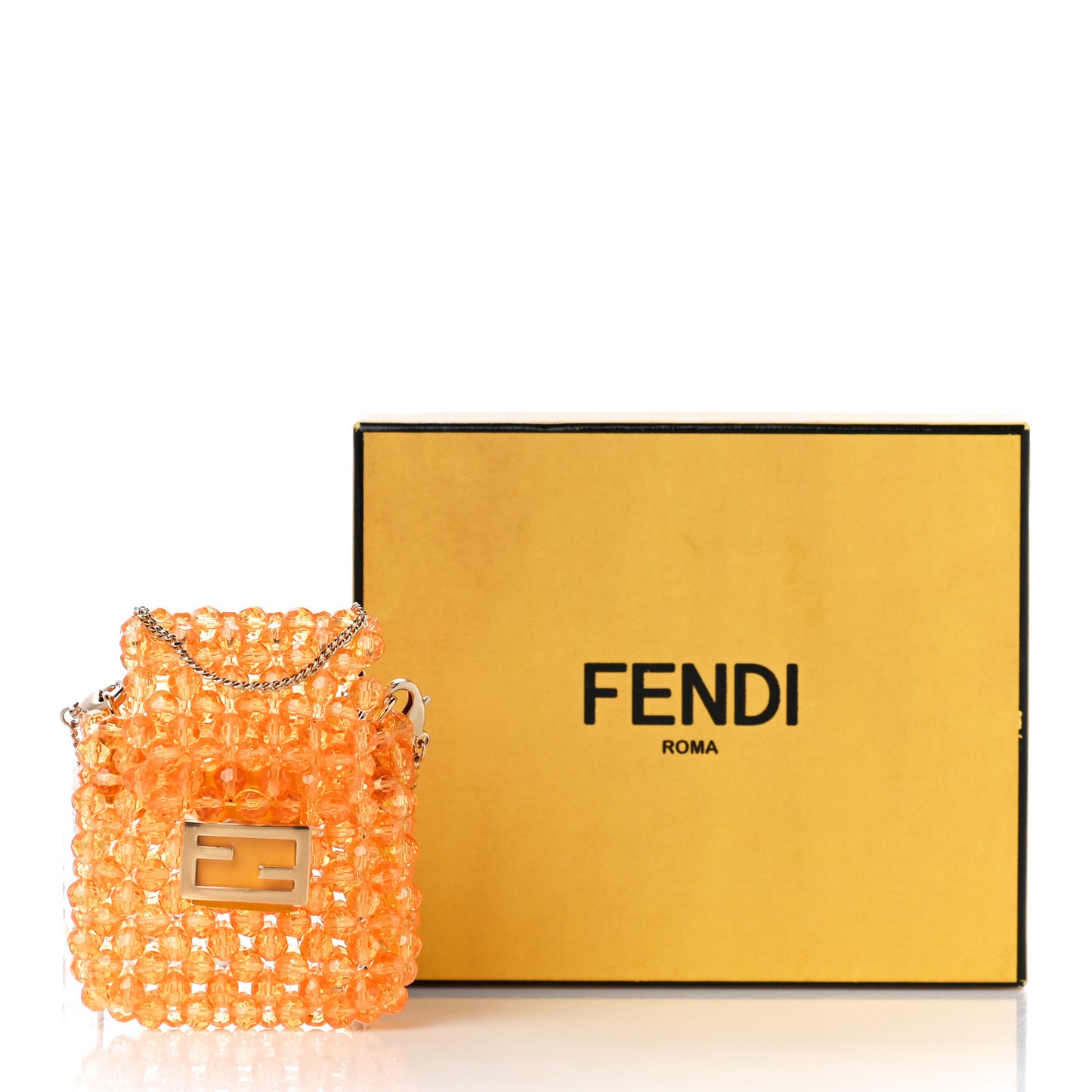 Glass Vitello King Beaded Mini Pico Baguette Charm Orange