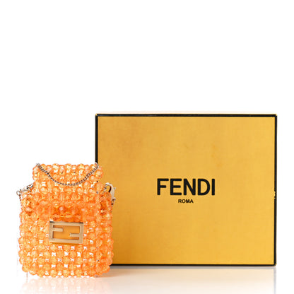 Fendi Glass Vitello King Beaded Mini Pico Baguette Charm Orange 8 of 8