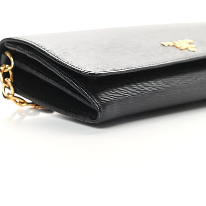 Prada Vitello Move Metal Oro Chain Wallet Black 9 of 10