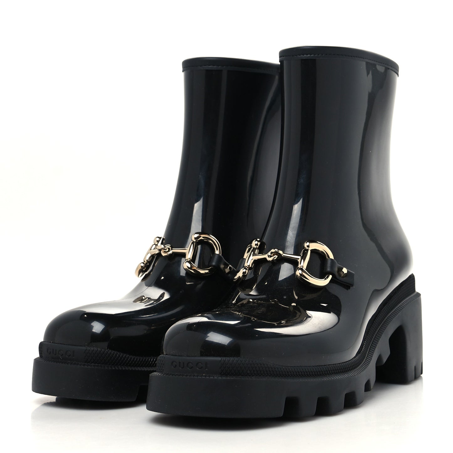 Rubber Womens Horsebit Ankle Boots 40 Black