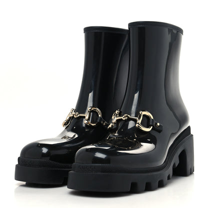 Gucci Rubber Womens Horsebit Ankle Boots 40 Black 3 of 7