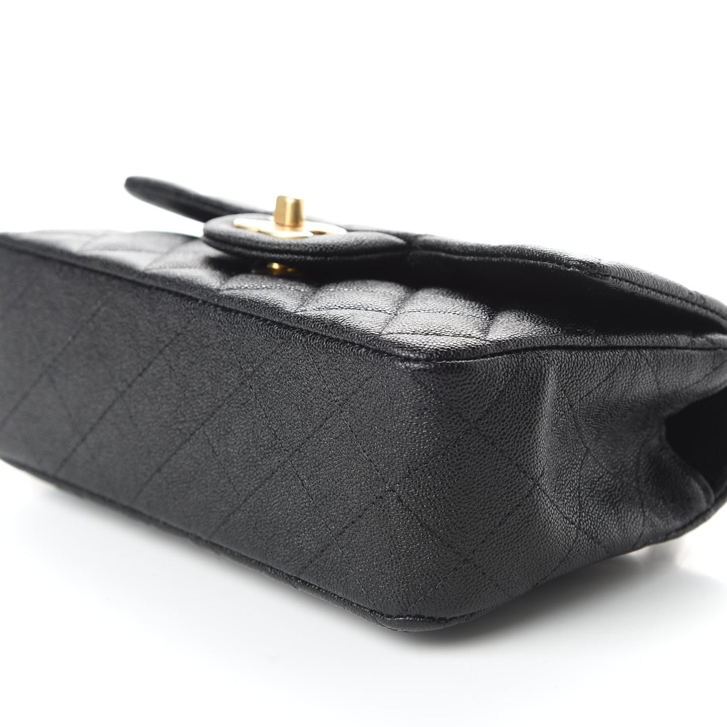 Caviar Quilted Mini Top Handle Rectangular Flap Black