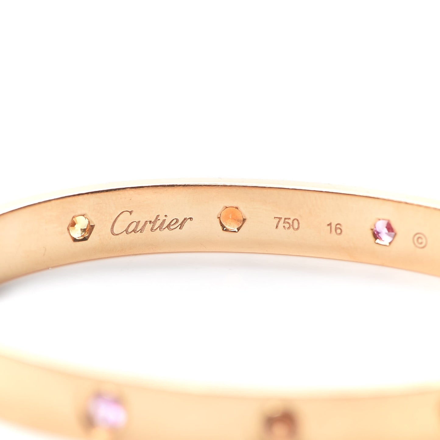 18K Pink Gold Sapphire Garnet Amethyst LOVE Bracelet 16