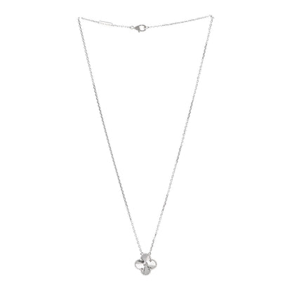 Van Cleef & Arpels 18K White Gold Diamond Guilloche Vintage Alhambra Pendant Necklace 3 of 8