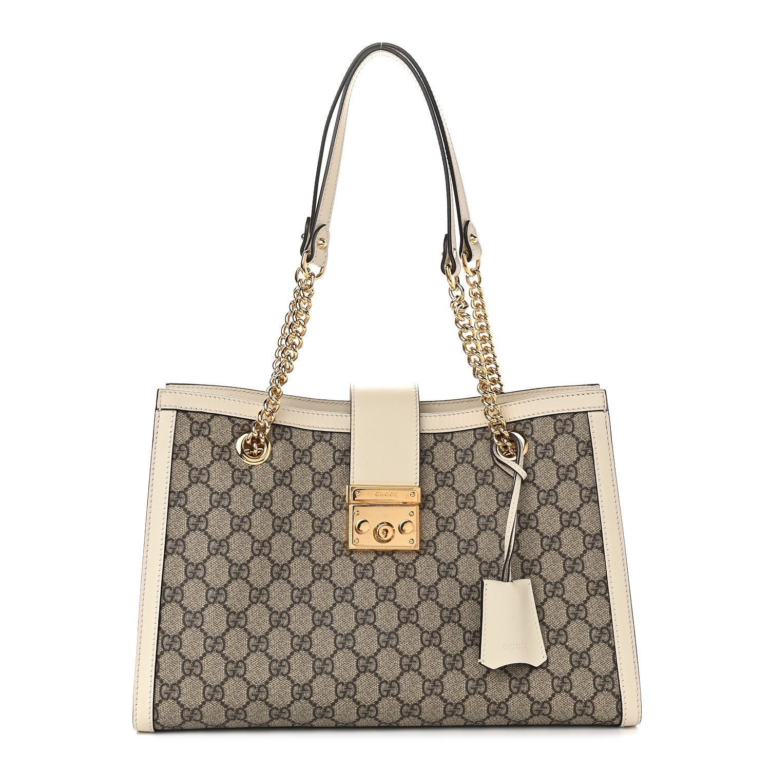 Gucci GG Supreme Monogram Medium Padlock Tote White 1 of 9