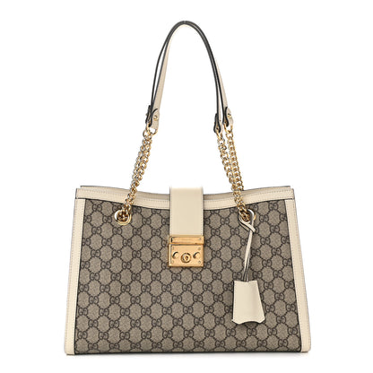 Gucci GG Supreme Monogram Medium Padlock Tote White 1 of 9
