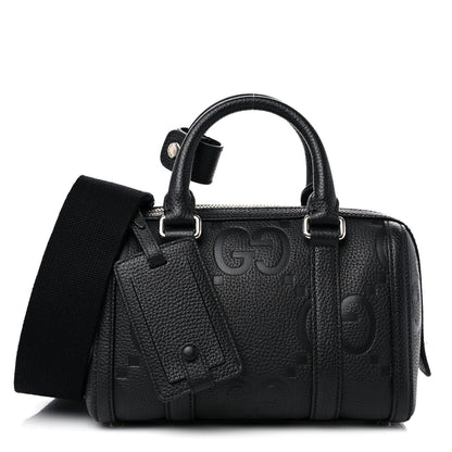 Gucci Piuma Calfskin Jumbo GG Embossed Mini Duffle Bag Black 1 of 8