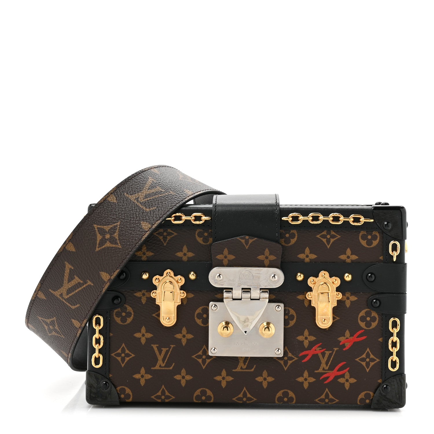 Louis Vuitton Monogram Chain Petite Malle Black 1 of 12