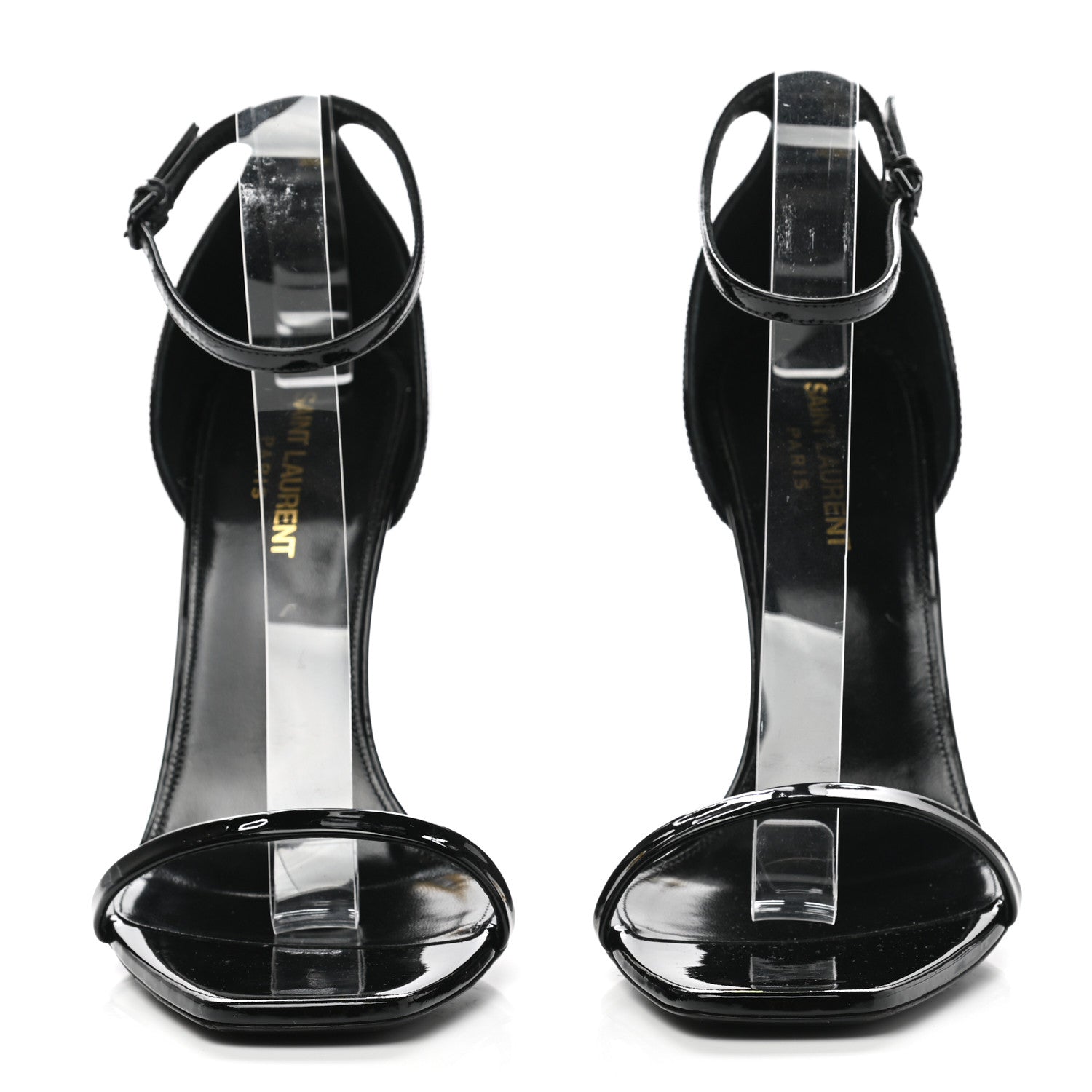 Saint Laurent Patent Calfskin Opyum 110 Sandals 40 Black Gold 2 of 9