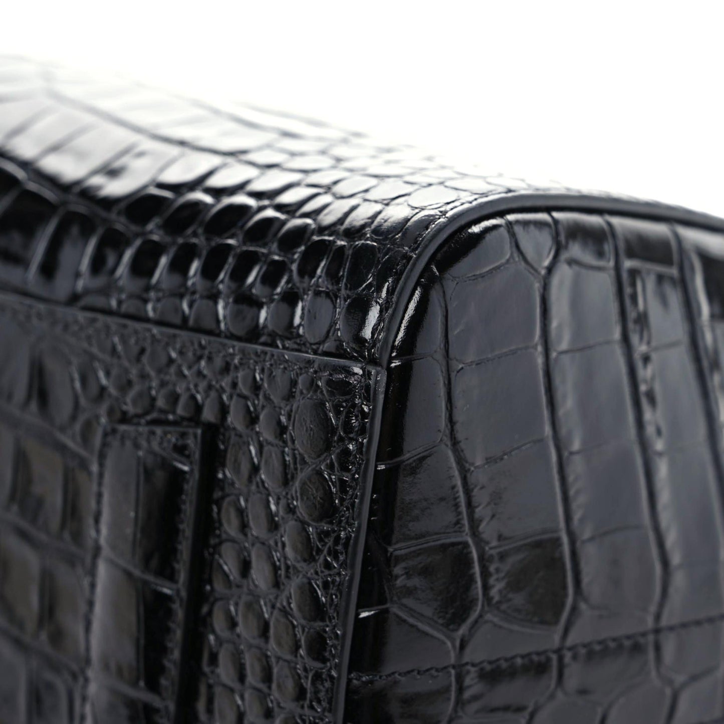 Calfskin Crocodile Embossed Small Antigona Black
