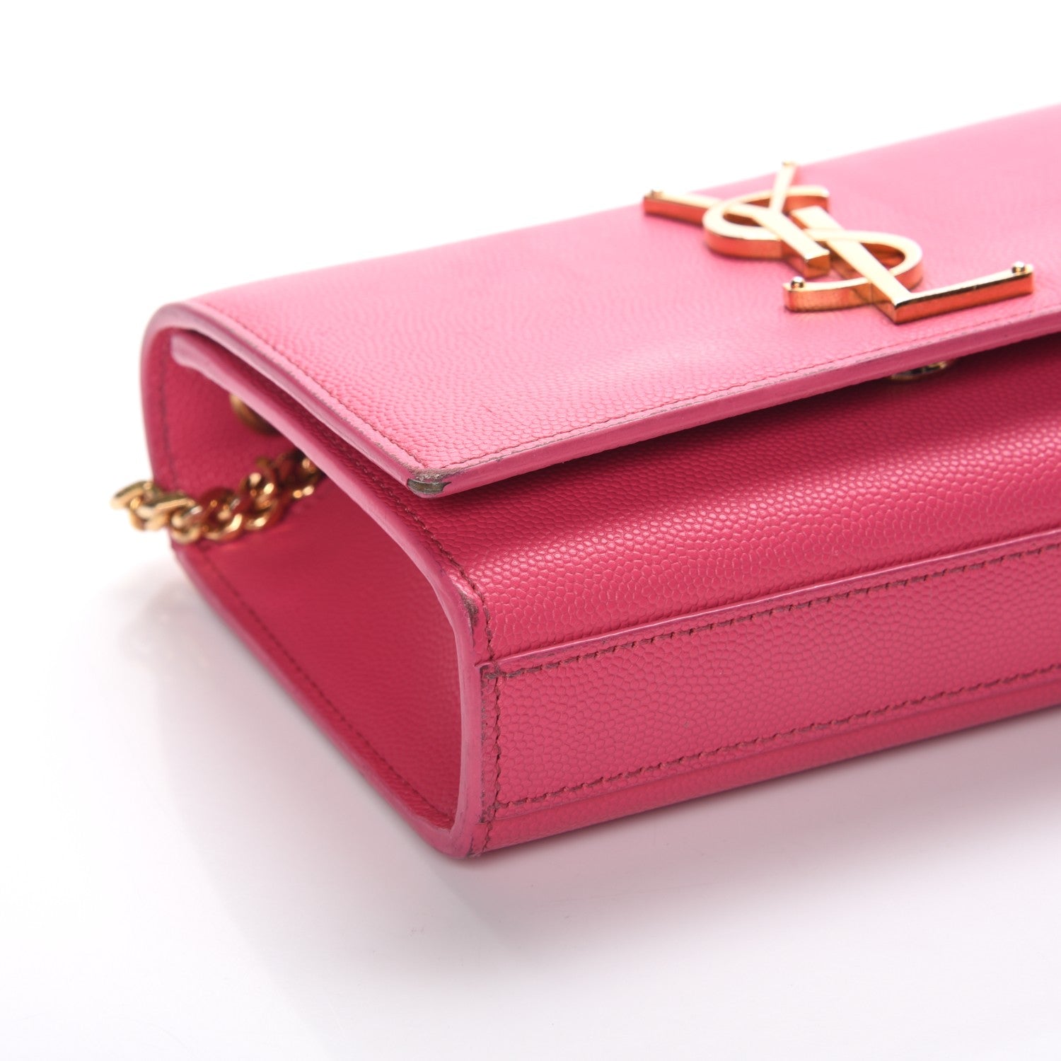 Saint Laurent Grain De Poudre Small Monogram Kate Satchel Fuchsia 6 of 9
