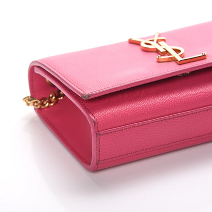 Saint Laurent Grain De Poudre Small Monogram Kate Satchel Fuchsia 6 of 9