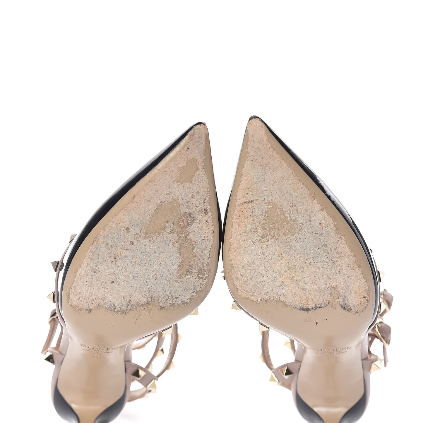 Patent Nappa Rockstud Ankle Strap 65mm Pumps 40 Black Poudre