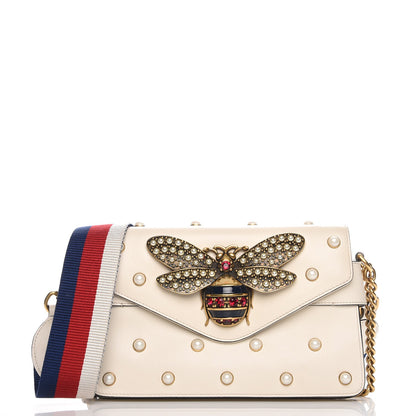 Gucci Nappa Pearl Studded Mini Queen Margaret Broadway Shoulder Bag Mystic White 1 of 8