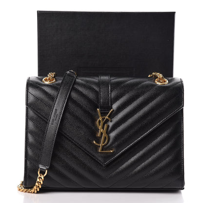 Saint Laurent Grain De Poudre Matelasse Chevron Medium Monogram Satchel Black 11 of 11
