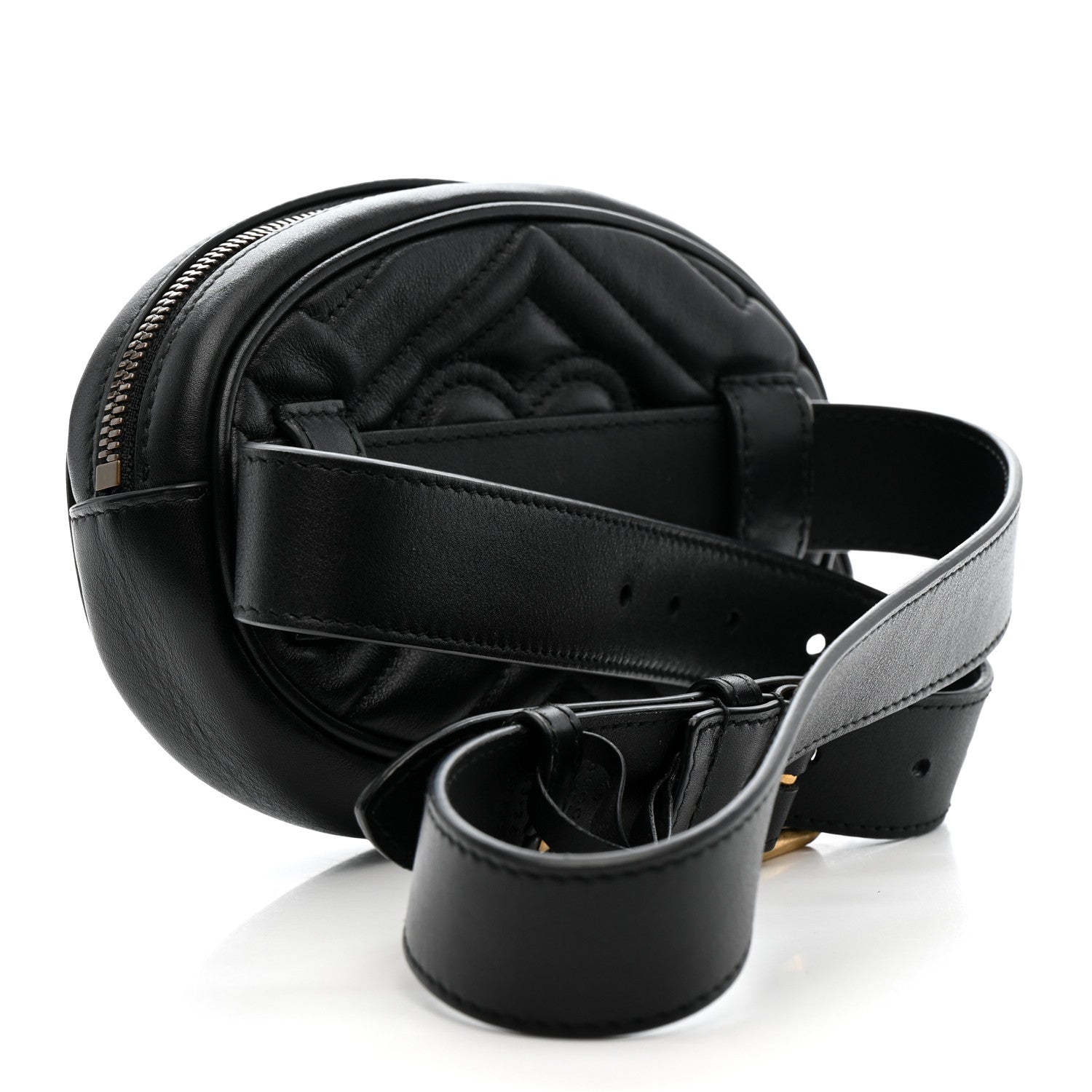Gucci Calfskin Matelasse GG Marmont Belt Bag 85 34 Black 3 of 11
