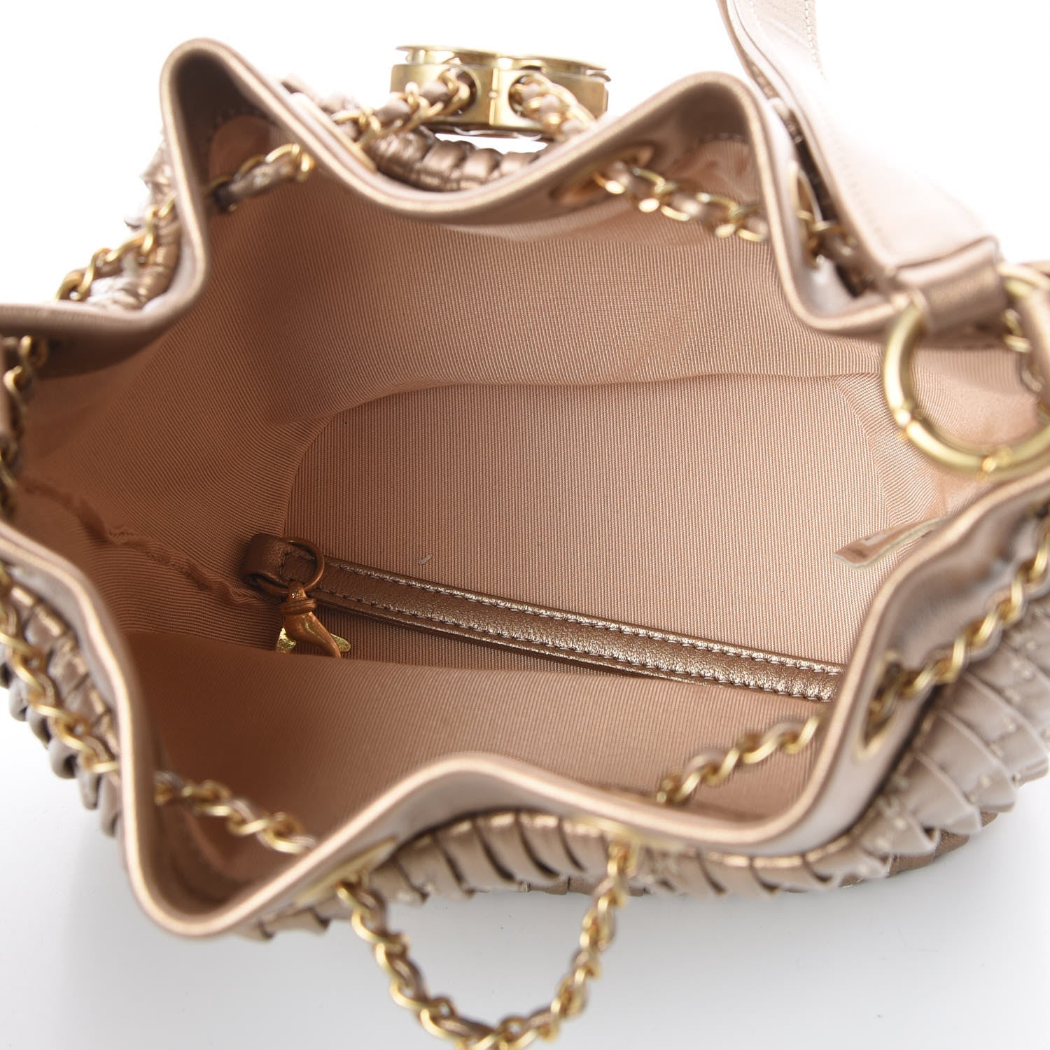 Chanel Metallic Lambskin Coco Pleats Small Drawstring Bag Gold 7 of 9