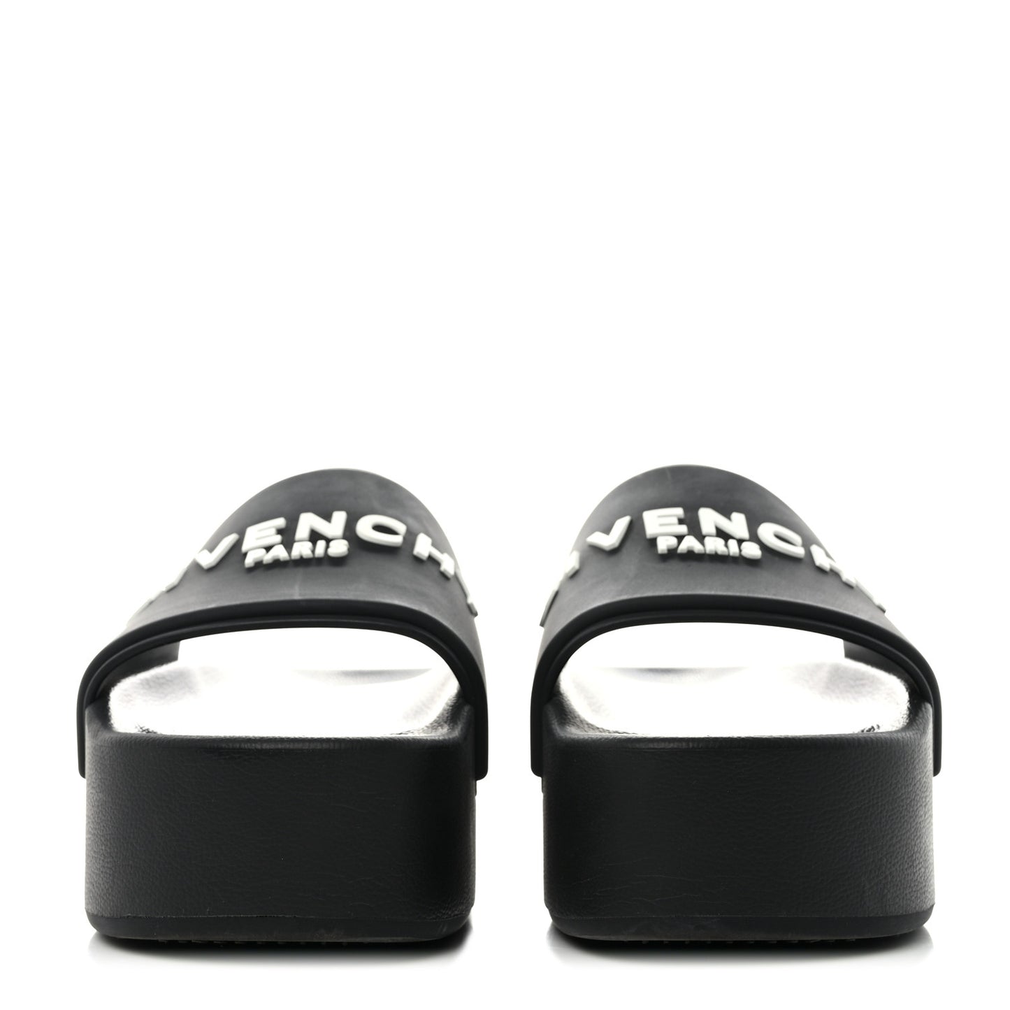 Rubber Logo Platform Slides 37 Black