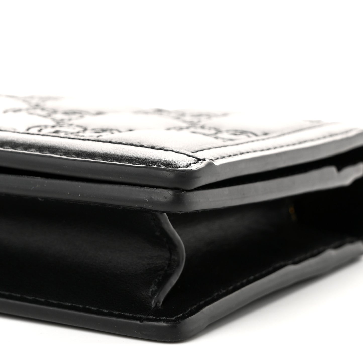 Calfskin GG Matelasse Chain Wallet Black