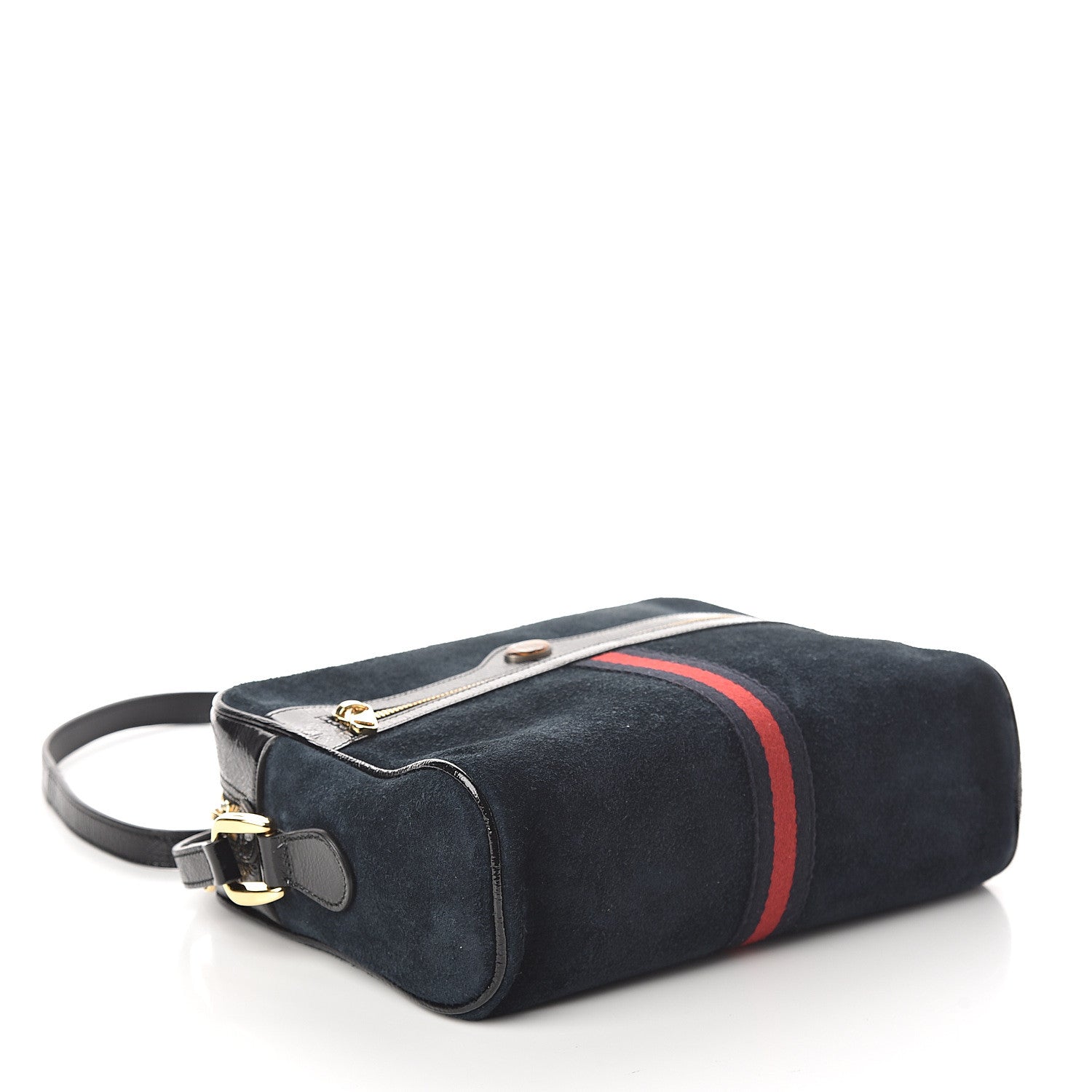 Gucci Suede Patent Web Small Ophidia Shoulder Bag Blue Black 3 of 8