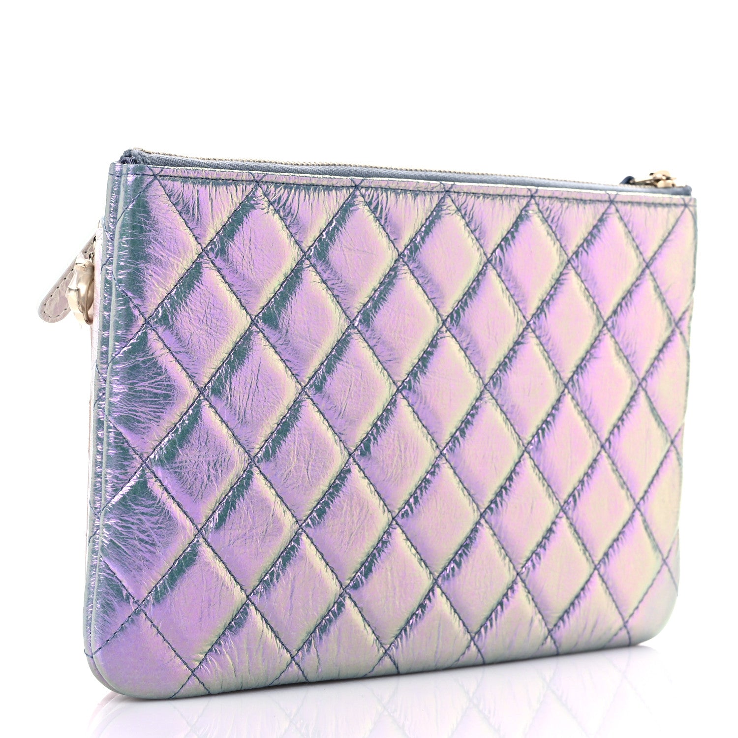 Chanel Iridescent Crumpled Calfskin Trio Cosmetic Case Blue Pink Ivory 3 of 12