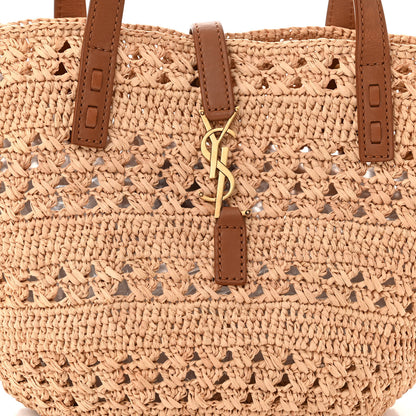 Saint Laurent Raffia Calfskin Small Panier Tote Naturel 8 of 12