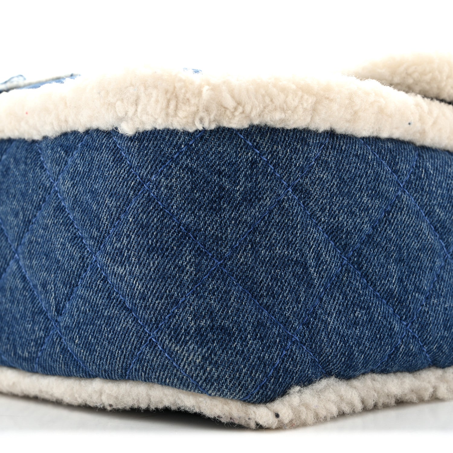 Chanel Denim Shearling Hieroglyph Flap Blue 12 of 13