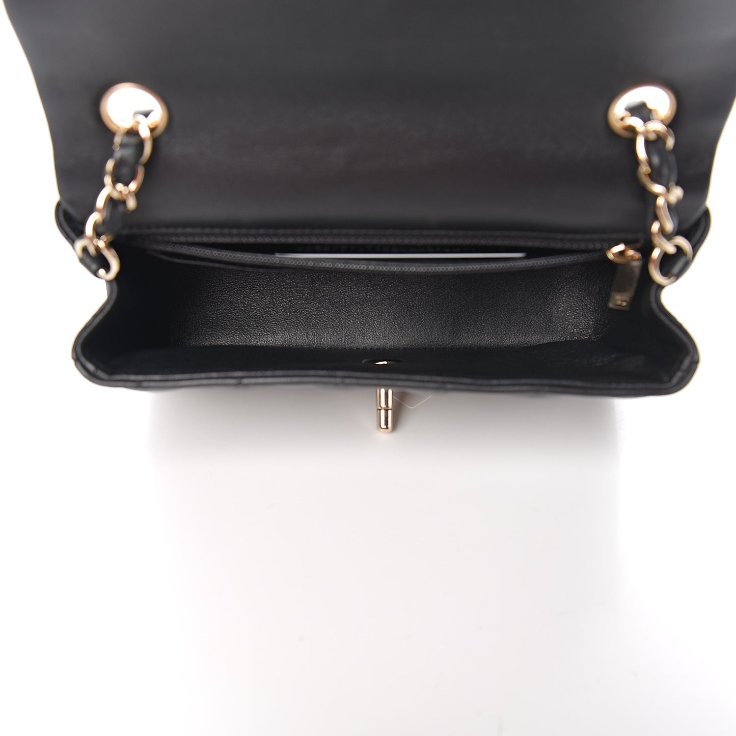 Lambskin Quilted Mini Rectangular Flap Black