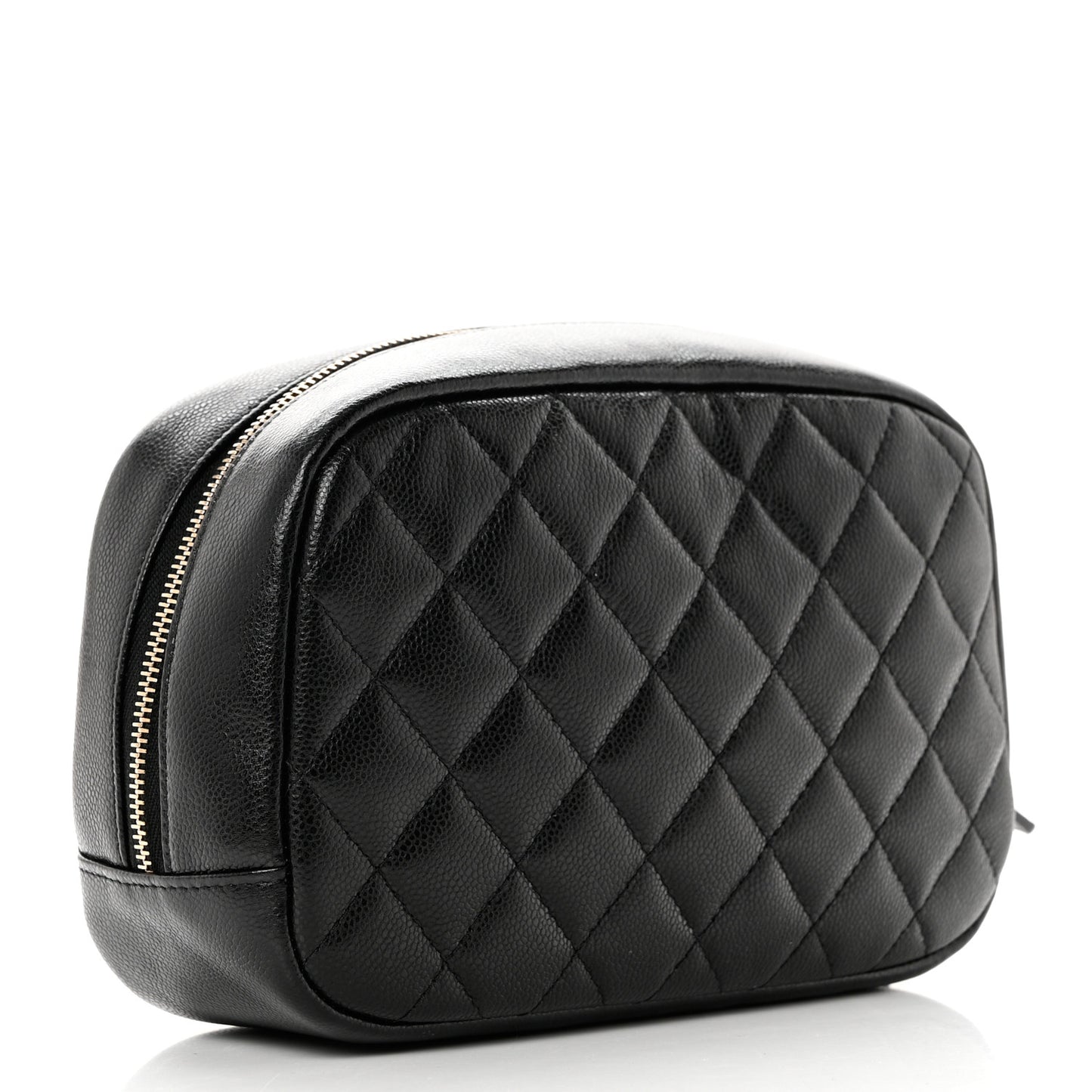 Caviar Quilted Curvy Pouch Cosmetic Case Black