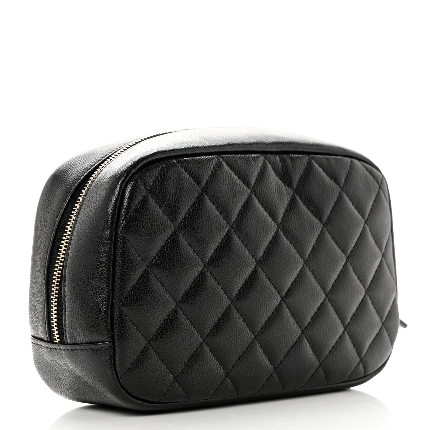 Chanel Caviar Quilted Curvy Pouch Cosmetic Case Black 3 of 9